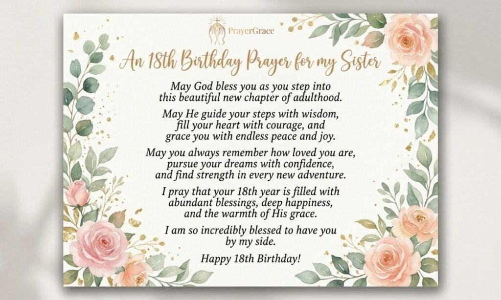 18th birthday prayer for my sister